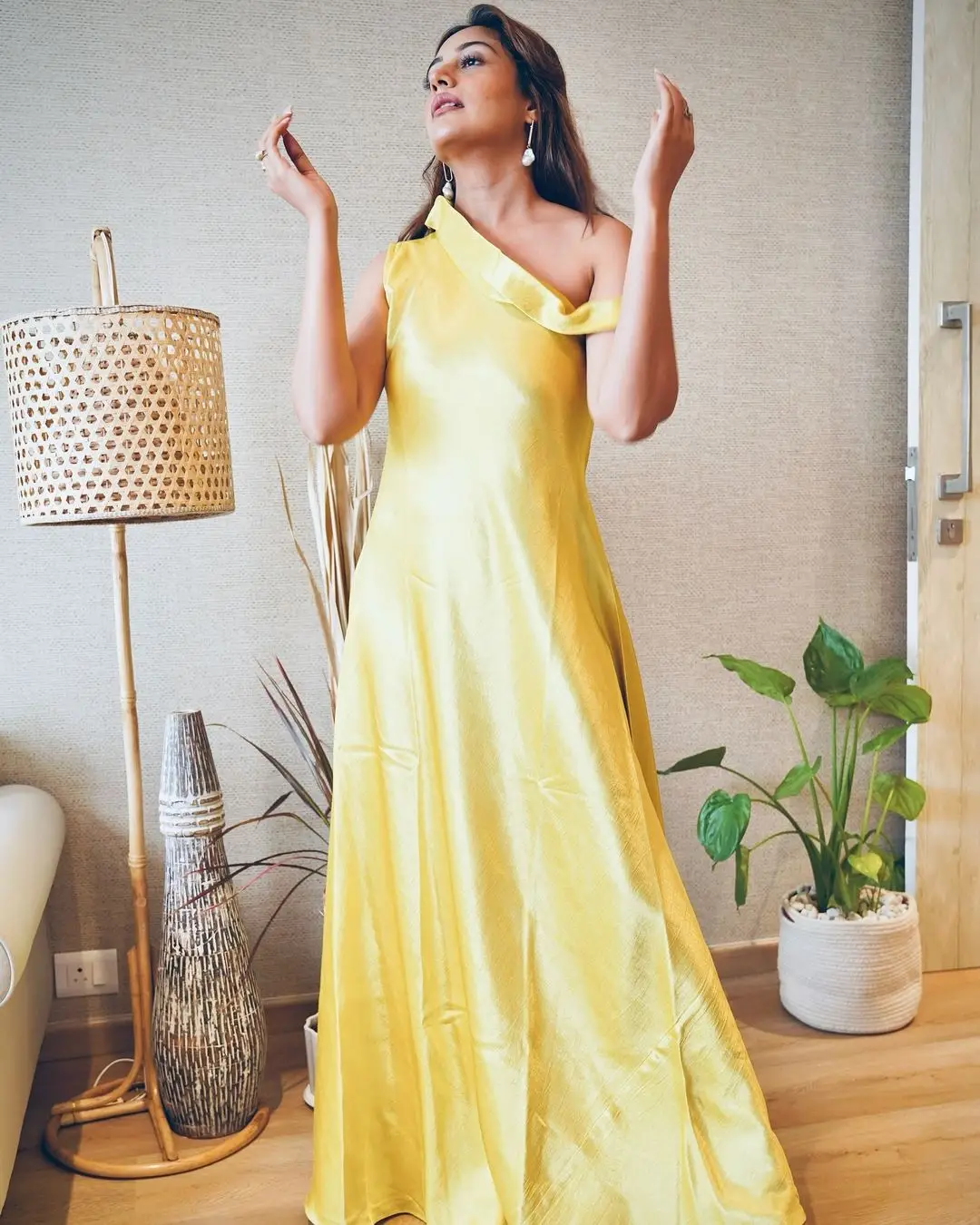 Indian Actress Surbhi Chandna in Sleeveless Yellow Gown